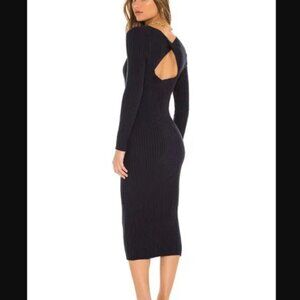 525 America Navy Ribbed Long Sleeve Twist Back Sweater Dress NWT - Size Large